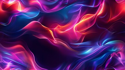 Obraz premium Abstract vibrant neon waves creating a dynamic and colorful background ideal for artistic digital compositions and modern designs.