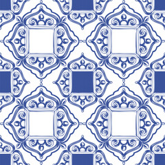 Seamless pattern with stylized ethnic pattern. Hand-drawn illustration.