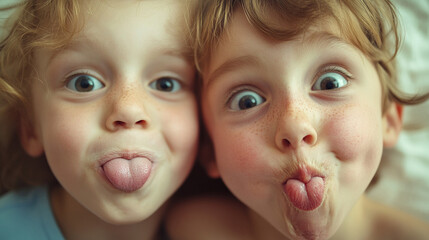 Children making funny faces