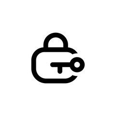 Simple padlock with key icon vector.