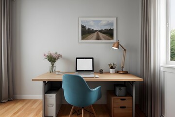 シンプルな白い壁の書斎