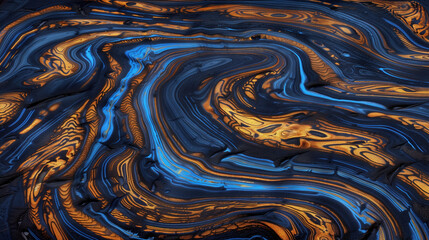 Colorful swirls of marble texture with blue and gold highlights