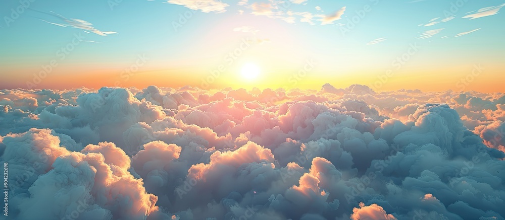 Aufkleber scenic morning sunrise with a stunning blue sky fluffy white clouds and space for text or design ele