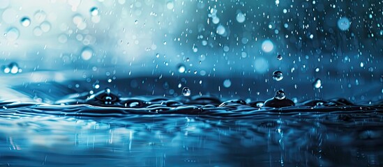 Water droplet overlays with a realistic rainfall effect are incorporated in the image with space for copying