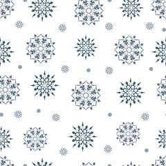 Seamless pattern with snowflakes on a white background