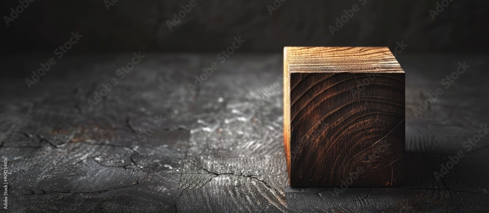 Aufkleber wooden block with a black background displaying a special order message serving as a symbolic image 