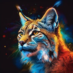  lynx couleurs vives fond noir