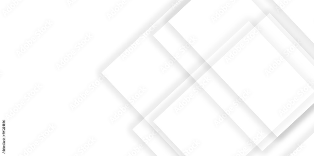 Poster Abstract white and grey geometric overlapping square pattern background with shadow. paper texture design Abstract white background can use for design, background concept, vector illustration.