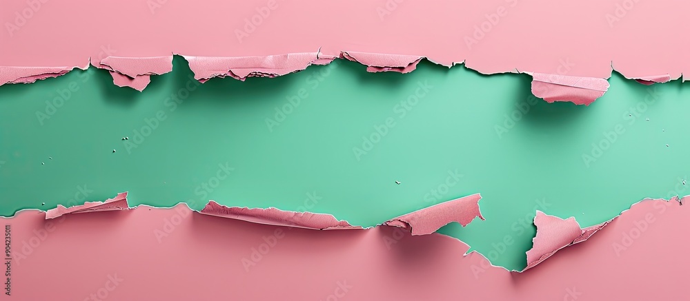 Aufkleber message about financial planning creatively displayed on torn green paper against a pink backdrop em