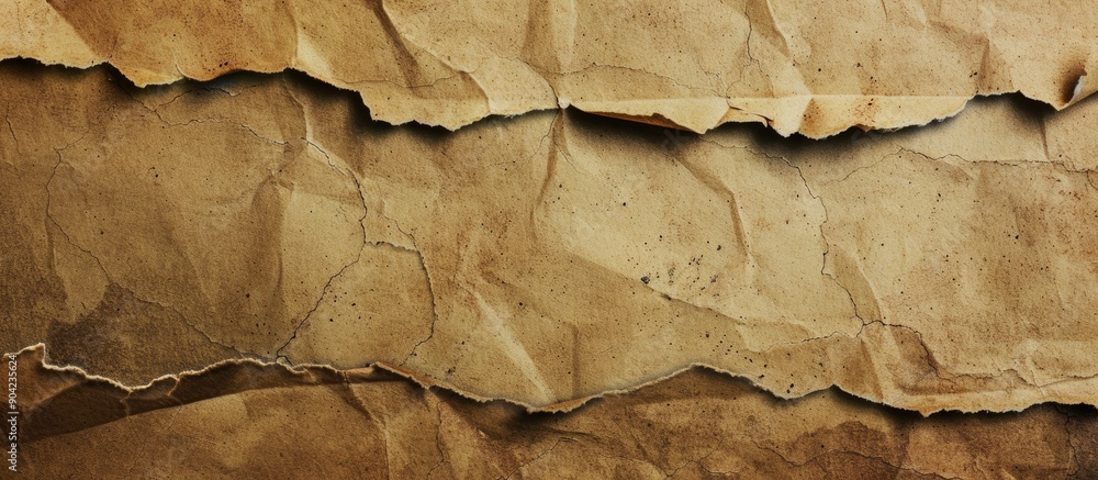 Poster vintage brown paper with torn edges providing a textured background with space for adding images or 