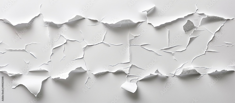 Poster ripped white paper strips with torn edges placed on a white background leaving space for alternative