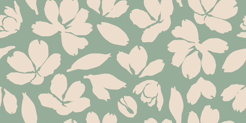 Exotic hand drawn flowers, seamless patterns with floral for fabric, textiles, clothing, wallpaper, cover, banner, interior decor, abstract backgrounds. Vector illustration.