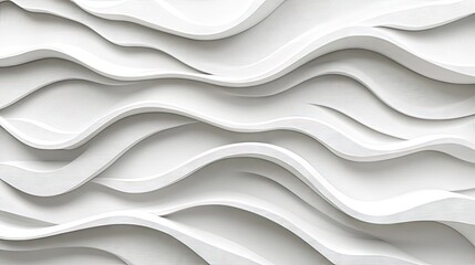 Fototapeta premium 3D Contour Wall Decoration with Wavy Pattern in White Plywood
