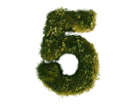 Flower number five on a transparent background. 3D rendering. 
 - Powered by Adobe