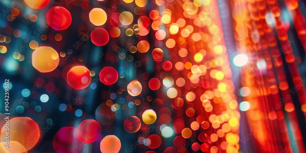 Poster a dynamic display of vibrant bokeh lights against an abstract and colorful background, perfect for m