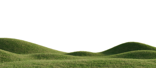 Hills with grass on a transparent background. 3D rendering.	

