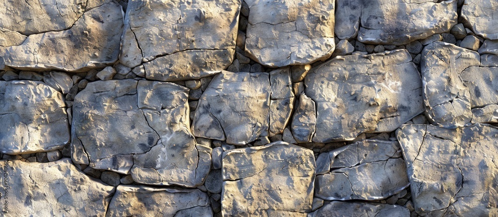 Poster daylight enhances the texture of a stone wall perfect as a banner background or backdrop with copy s