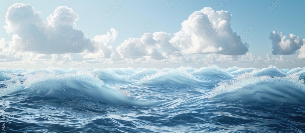 Poster stunning waves in the ocean with copy space image