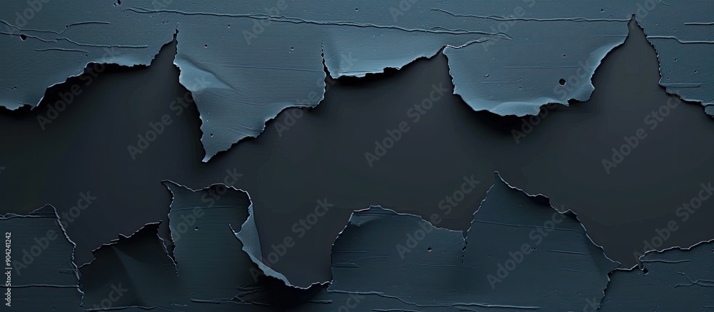 Poster ripped black paper piece with blue backdrop displaying a symbolic upcoming events message includes c