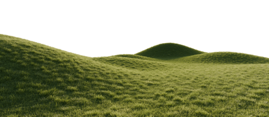 Hills with grass on a transparent background. 3D rendering.	
