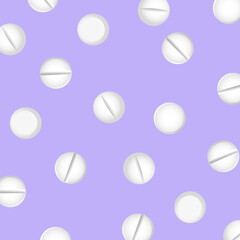 Minimal pharmacy concept. Vector seamless pattern with tablets and pills.  A health design element for websites, apps. EPS10.