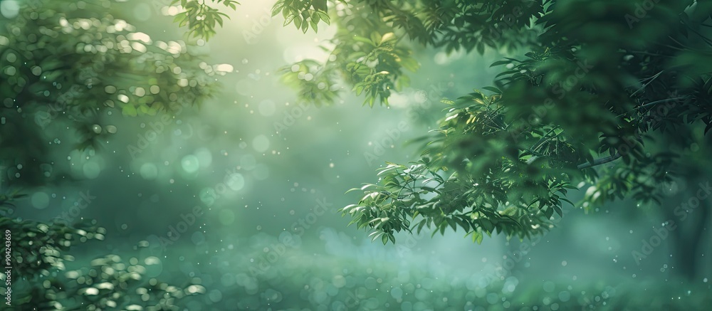 Poster blurry green trees in the background create a serene copy space image