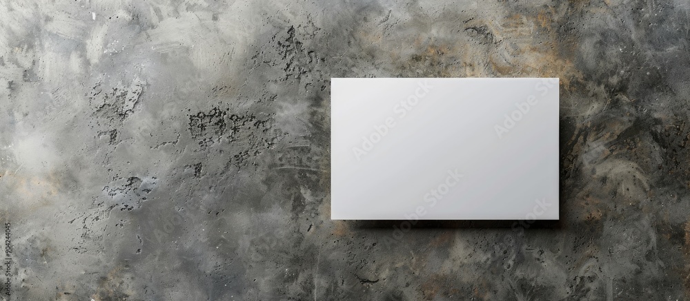 Aufkleber top view of blank business cards on a grey textured background ideal for design mockup with copy spa
