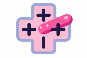 Obraz premium Medical Cross with Bandage Cute Health Illustration