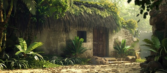 Ancient home s characteristics in copy space image