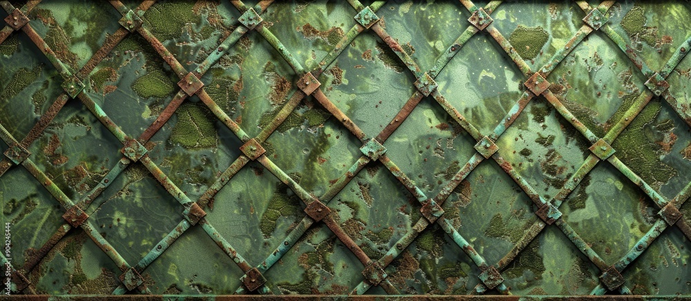 Poster old iron lattice on a green backdrop with copy space image