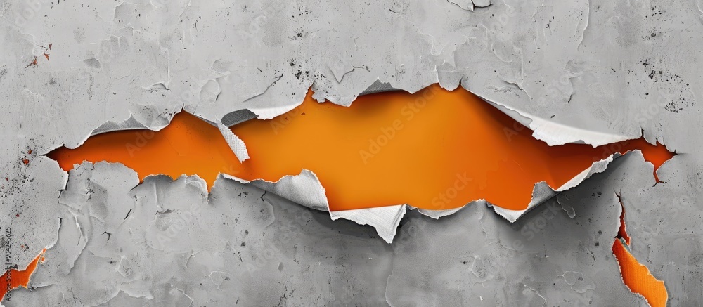 Aufkleber orange torn paper with a gray background displays a pay per click symbol with a message copy space i