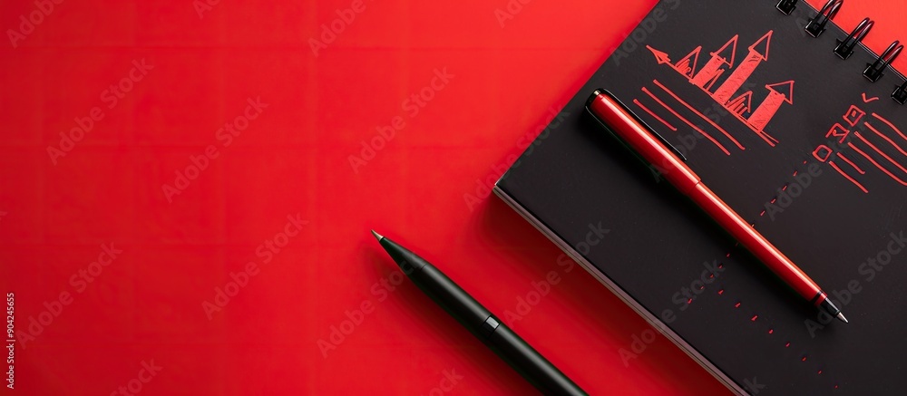 Aufkleber black notebook page with a red background featuring a message about a business continuity plan inclu