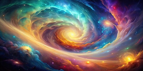 Abstract background with swirling iridescent colors creating a cosmic nebula effect, cosmic, abstract, background