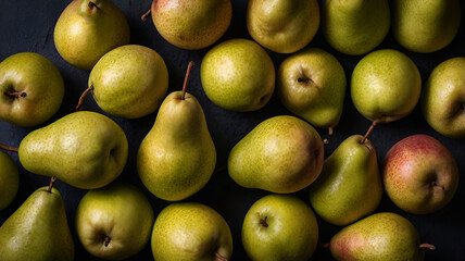 Asian Pears isolated on dark background closeup top view
