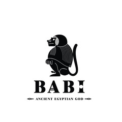  Silhouette of ancient egypt god babi , middle east baboon in culture egyptian civilization