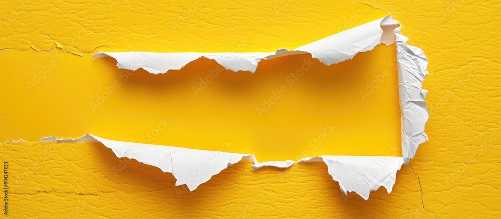Poster product liability message depicted on torn white paper against yellow backdrop with empty space for 