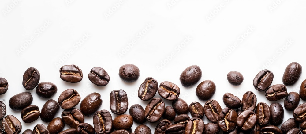 Canvas Prints Coffee beans arranged in a border formation on a white background allowing for copy space image