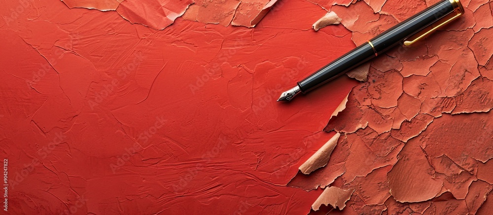 Aufkleber share your feedback message on torn red paper with a pen and brown backdrop for a feedback symbol co