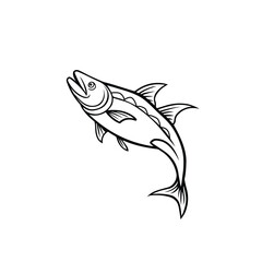 cobia fish jump vector line art