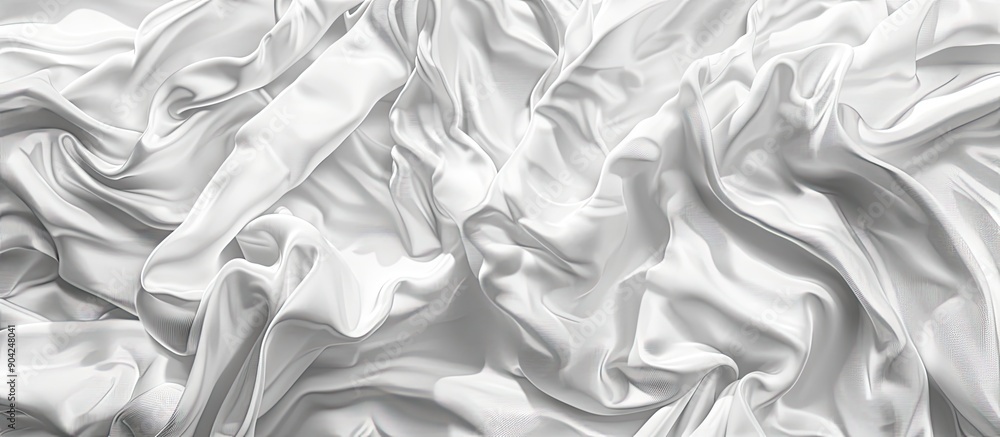 Poster close up texture of white crumpled satin fabric with an abstract background ideal for a copy space i