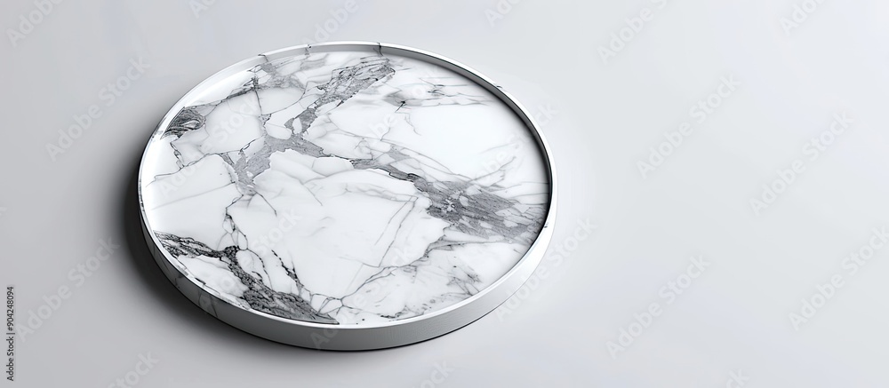 Wall mural A marble plate on a white background with a clipping path for a copy space image