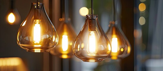 Enhance your space with exquisite glass pendant ceiling lights for a refined and luxurious ambiance featuring delicate shades and soft lighting ideal for a copy space image