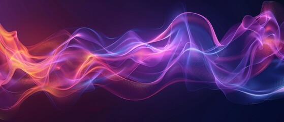 Naklejka premium Abstract colorful audio or sound wave background illustration. Music frequency curve line, digital radio signal spectrum