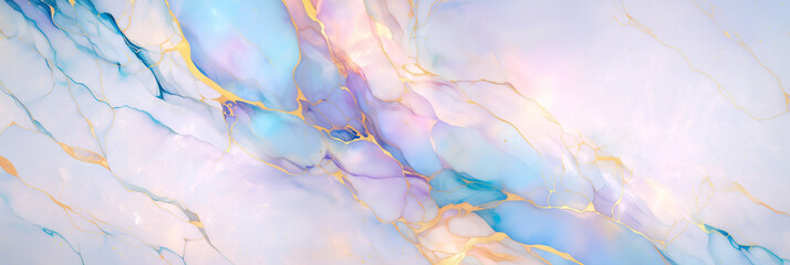 Horizontal abstract fluid pastel with marble texture backgrounds and gold accents in alcohol ink style. Cut rock with foil. Print for packaging, fabric, wallpapers, posters.