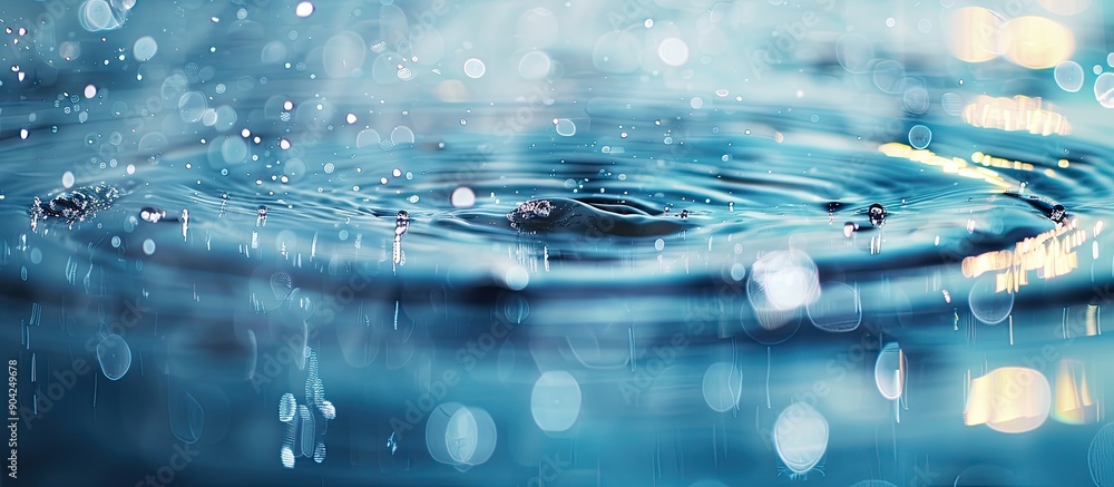 Poster drizzling water droplet overlays with a realistic rainfall effect on a copy space image