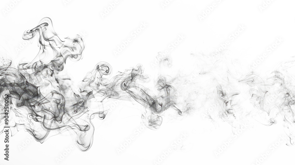 Aufkleber abstract black smoke swirls and twists gracefully against a simple white background, creating intric