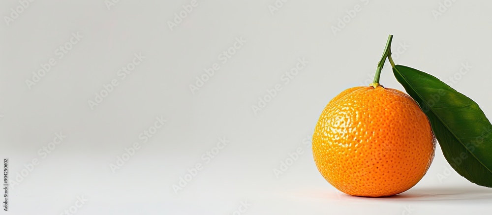 Poster a vivid picture of a mandarin orange on a pristine white backdrop ideal for editorial ads and educat
