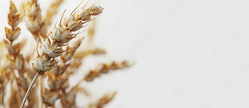 Poster close up view of a wheat stalk with copy space image