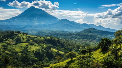 Fototapeta premium A mountain range with a clear blue sky in the background