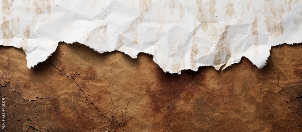 Poster final exam symbol depicted on torn white paper against a brown backdrop with open space for addition